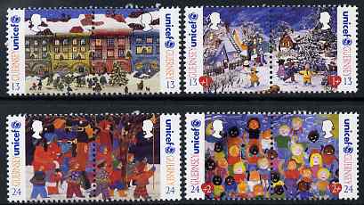 Guernsey 1995 Christmas - 50th Anniversary of UNICEF set of 8 unmounted mint, SG 686-93, stamps on , stamps on  stamps on christmas, stamps on  stamps on unicef