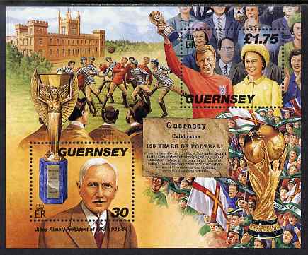Guernsey 1998 150th Anniversary of Cambridge Rules for Football perf m/sheet unmounted mint, SG MS780, stamps on sports, stamps on football, stamps on world cup