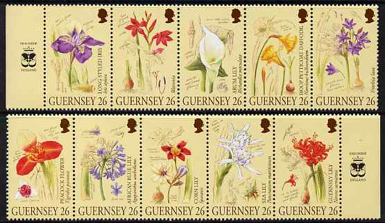 Guernsey 2000 'A Botanist's Sketchbook' set of 10 unmounted mint, SG 867-76, stamps on , stamps on  stamps on flowers