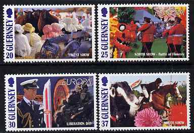 Guernsey 1998 Europa - National Festivals set of 4 unmounted mint, SG 781-84, stamps on costumes, stamps on animals, stamps on goats, stamps on horses, stamps on militaria, stamps on flowers, stamps on europa