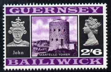 Guernsey 1969-70 2s 6d Martello Tower & King John unmounted mint, SG 25, stamps on arms, stamps on heraldry, stamps on royalty