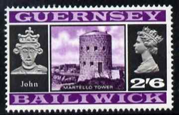 Guernsey 1969-70 2s 6d Martello Tower & King John unmounted mint, SG 25, stamps on , stamps on  stamps on arms, stamps on  stamps on heraldry, stamps on  stamps on royalty