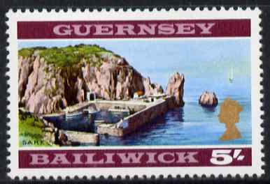 Guernsey 1969-70 5s View of Sark unmounted mint, SG 26, stamps on tourism, stamps on ports