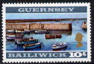 Guernsey 1969-70 10s View of Alderney (perf 12.5) unmounted mint, SG 27, stamps on tourism, stamps on ports