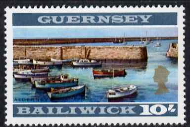 Guernsey 1969-70 10s View of Alderney (perf 13.5) unmounted mint, SG 27, stamps on tourism, stamps on ports