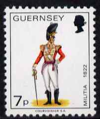 Guernsey 1974-78 Officer, East Regiment 7p from Militia Uniforms def set unmounted mint, SG 107a, stamps on , stamps on  stamps on militaria, stamps on  stamps on militry uniforms