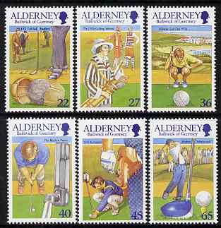 Guernsey - Alderney 2001 30th Anniversary of Alderney Golf Club set of 6 unmounted mint, SG A169-74, stamps on sports, stamps on golf