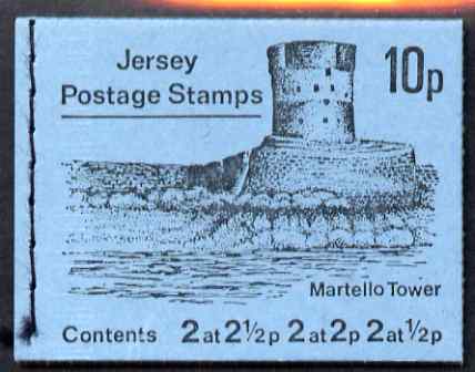 Jersey 1971 Views 10p (Martello Tower) booklet complete each stamp with wide margin at top, SG B4a, stamps on , stamps on  stamps on tourism