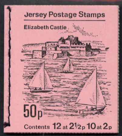 Booklet - Jersey 1971 Views 50p (Elizabeth Castle) booklet complete, SG B6, stamps on tourism, stamps on sailing, stamps on castles