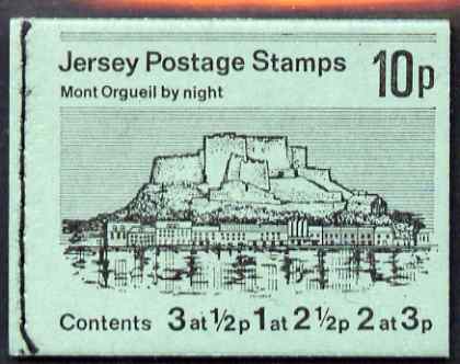 Jersey 1973 Views 10p (Mont Orgueil by Night) booklet complete, SG B11, stamps on , stamps on  stamps on tourism, stamps on  stamps on 