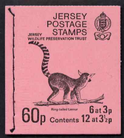 Booklet - Jersey 1974 Jersey Wildlife Preservation Trust 10p (Ring-tailed Lemur) booklet complete, SG B19, stamps on , stamps on  stamps on animals, stamps on  stamps on lemur