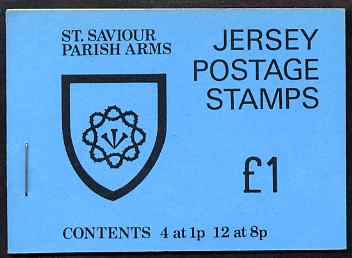 Jersey 1978 Parish Arms (St Saviour) Â£1 booklet complete, SG B28, stamps on , stamps on  stamps on arms, stamps on  stamps on heraldry