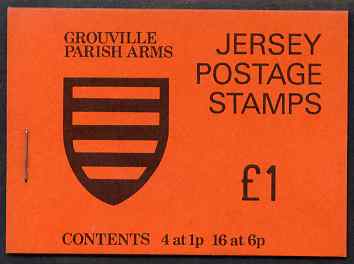 Jersey 1978 Parish Arms (Grouville) £1 booklet complete, SG B27, stamps on arms, stamps on heraldry