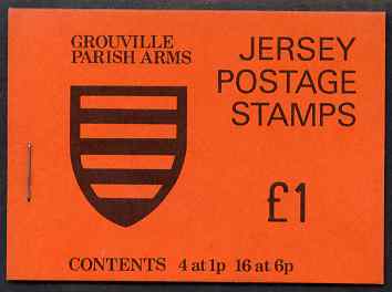 Jersey 1978 Parish Arms (Grouville) Â£1 booklet complete, SG B27, stamps on , stamps on  stamps on arms, stamps on  stamps on heraldry