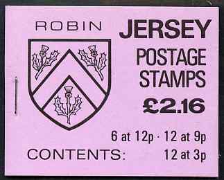 Jersey 1984 Parish Arms (Robin) £2.16 booklet complete, SG B35, stamps on arms, stamps on heraldry