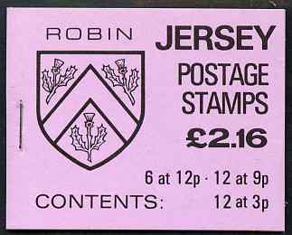 Jersey 1984 Parish Arms (Robin) Â£2.16 booklet complete, SG B35, stamps on arms, stamps on heraldry