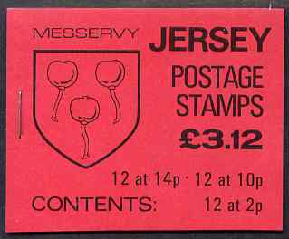Jersey 1986 Parish Arms (Messervy) £3.12 booklet complete, SG B37, stamps on arms, stamps on heraldry