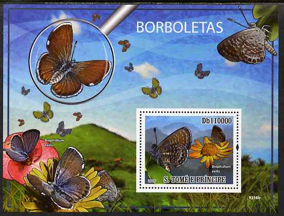St Thomas & Prince Islands 2009 Worlds Largest Butterflies & Moths perf s/sheet unmounted mint, stamps on butterflies