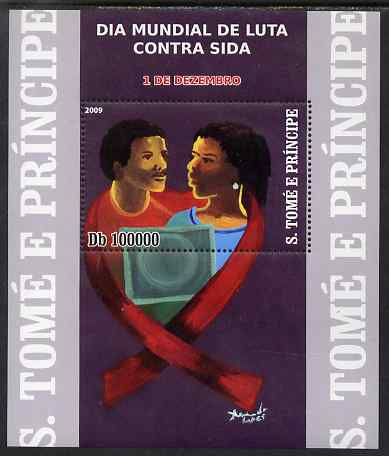 St Thomas & Prince Islands 2009 World-wide Day against AIDS perf s/sheet unmounted mint, stamps on medical, stamps on diseases, stamps on aids