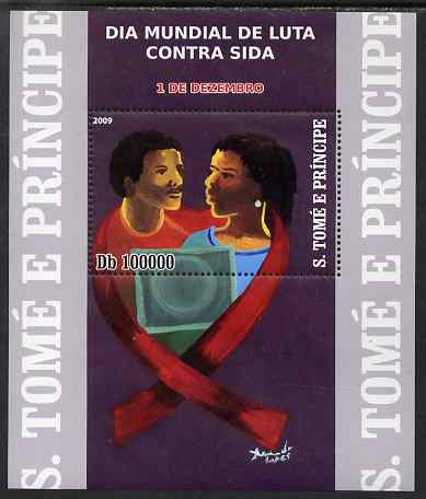 St Thomas & Prince Islands 2009 World-wide Day against AIDS perf s/sheet unmounted mint, stamps on , stamps on  stamps on medical, stamps on  stamps on diseases, stamps on  stamps on aids