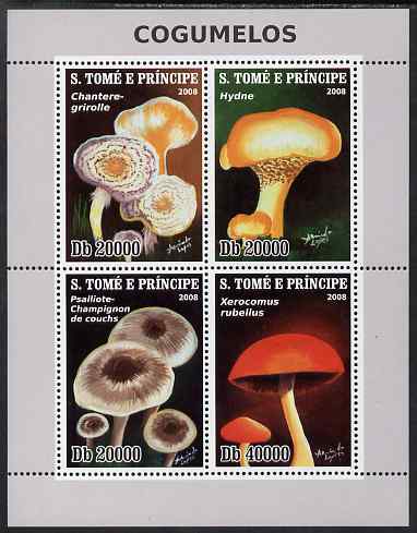St Thomas & Prince Islands 2009 Mushrooms ofSt Thomas perf sheetlet containing 4 values unmounted mint, stamps on , stamps on  stamps on fungi