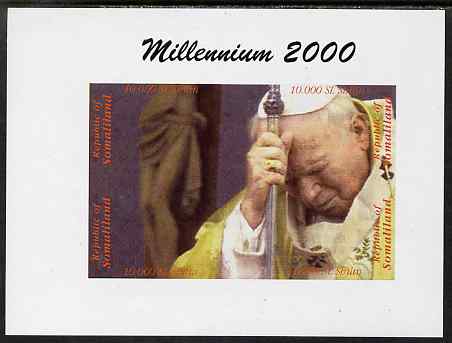 Somaliland 2000 Millennium 2000 - Pope imperf composite sheetlet containing 4 values unmounted mint. Note this item is privately produced and is offered purely on its thematic appeal, stamps on personalities, stamps on pope, stamps on religion, stamps on popes
