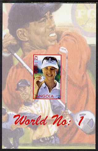 Angola 2000 World No.1 - Annika Sšrenstam (Golf) imperf souvenir sheet unmounted mint. Note this item is privately produced and is offered purely on its thematic appeal , stamps on , stamps on  stamps on personalities, stamps on  stamps on sports, stamps on  stamps on golf, stamps on  stamps on women