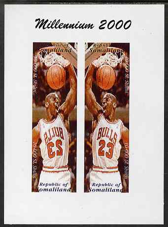 Somaliland 2000 Millennium 2000 Michael Jordan imperf sheetlet containing 4 values unmounted mint. Note this item is privately produced and is offered purely on its thema..., stamps on millennium, stamps on personalities, stamps on sports, stamps on basketball