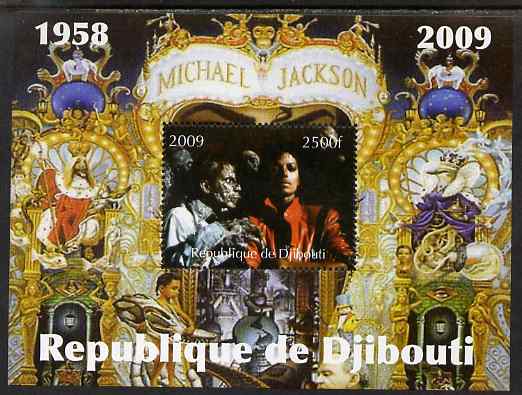 Djibouti 2009 Michael Jackson perf m/sheet unmounted mint. Note this item is privately produced and is offered purely on its thematic appeal , stamps on personalities, stamps on music, stamps on pops, stamps on rock