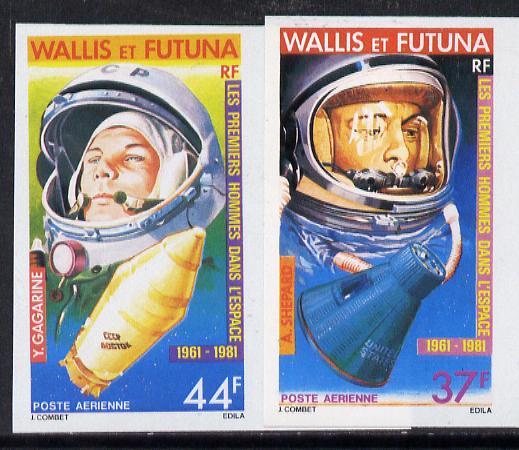 Wallis & Futuna 1981 25th Anniversary of First man in Space imperf set of 2 from limited printing, SG 366-67 unmounted mint*, stamps on space