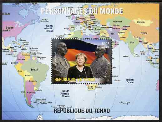 Chad 2009 World Personalities - Angela Merkel perf s/sheet unmounted mint. Note this item is privately produced and is offered purely on its thematic appeal, stamps on personalities, stamps on constitutions, stamps on maps, stamps on flags, stamps on women