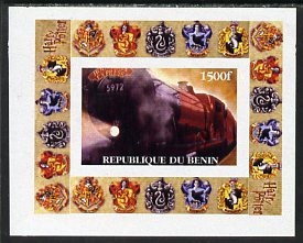 Benin 2001 Harry Potter #1 individual imperf deluxe sheet unmounted mint, stamps on , stamps on  stamps on railways, stamps on  stamps on films, stamps on  stamps on fantasy, stamps on  stamps on cinema, stamps on  stamps on literature, stamps on  stamps on children