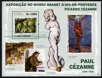 St Thomas & Prince Islands 2009 Paintings by Paul Cezanne perf s/sheet unmounted mint, stamps on arts, stamps on cezanne, stamps on nudes