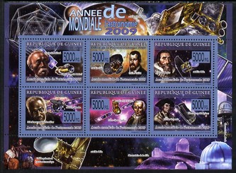 Guinea - Conakry 2009 Year of Astronomy perf sheetlet containing 6 values unmounted mint, stamps on , stamps on  stamps on space, stamps on  stamps on astronomy, stamps on  stamps on satellites, stamps on  stamps on telescopes