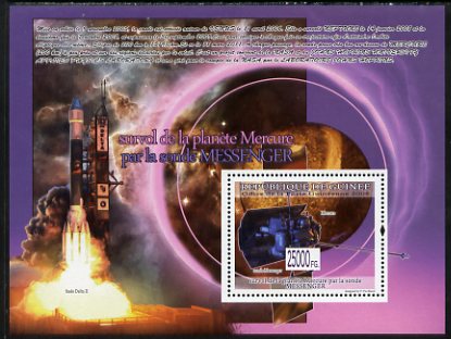 Guinea - Conakry 2009 Planet Mercury Fly-by perf s/sheet unmounted mint, stamps on , stamps on  stamps on space, stamps on  stamps on astronomy, stamps on  stamps on satellites, stamps on  stamps on planets