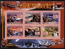 Guinea - Conakry 2009 Death of Frank Piasecki perf sheetlet containing 6 values unmounted mint, stamps on , stamps on  stamps on personalities, stamps on  stamps on aviation, stamps on  stamps on helicopters, stamps on  stamps on reagan, stamps on  stamps on usa presidents