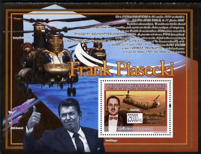 Guinea - Conakry 2009 Death of Frank Piasecki perf s/sheet unmounted mint, stamps on personalities, stamps on aviation, stamps on helicopters, stamps on reagan, stamps on usa presidents