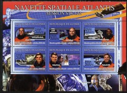 Guinea - Conakry 2008 Space Shuttle Atlantis perf sheetlet containing 6 values unmounted mint, stamps on space, stamps on shuttle, stamps on planets, stamps on satellites