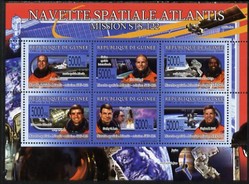 Guinea - Conakry 2008 Space Shuttle Atlantis perf sheetlet containing 6 values unmounted mint, stamps on , stamps on  stamps on space, stamps on  stamps on shuttle, stamps on  stamps on planets, stamps on  stamps on satellites