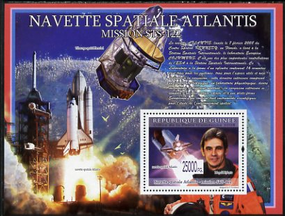 Guinea - Conakry 2008 Space Shuttle Atlantis perf s/sheet unmounted mint, stamps on , stamps on  stamps on space, stamps on  stamps on shuttle, stamps on  stamps on planets, stamps on  stamps on satellites