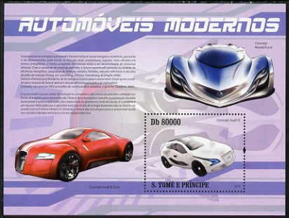 St Thomas & Prince Islands 2010 Modern Cars perf s/sheet unmounted mint, stamps on cars
