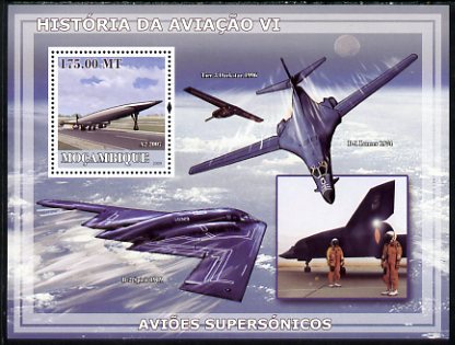 Mozambique 2009 History of Transport - Aviation #06 perf s/sheet unmounted mint, stamps on transport, stamps on aviation, stamps on concorde, stamps on 