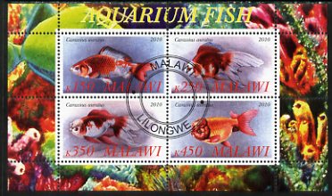 Malawi 2010 Aquarium Fish perf sheetlet containing 4 values fine cto used, stamps on fish