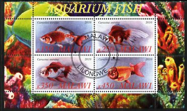 Malawi 2010 Aquarium Fish perf sheetlet containing 4 values fine cto used, stamps on , stamps on  stamps on fish