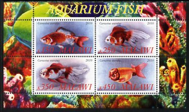 Malawi 2010 Aquarium Fish perf sheetlet containing 4 values unmounted mint, stamps on , stamps on  stamps on fish