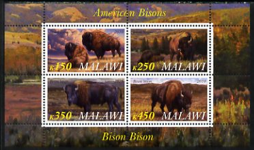 Malawi 2010 American Bison perf sheetlet containing 4 values unmounted mint, stamps on , stamps on  stamps on animals, stamps on  stamps on bison, stamps on  stamps on buffalo, stamps on  stamps on bovine