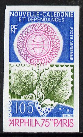 New Caledonia 1975 'Arphila '75' Stamp Exhibition imperf proof from limited printing unmounted mint, SG 554*, stamps on flowers, stamps on stamp exhibitions