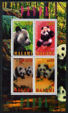 Malawi 2010 Pandas perf sheetlet containing 4 values unmounted mint, stamps on , stamps on  stamps on animals, stamps on  stamps on bears, stamps on  stamps on pandas