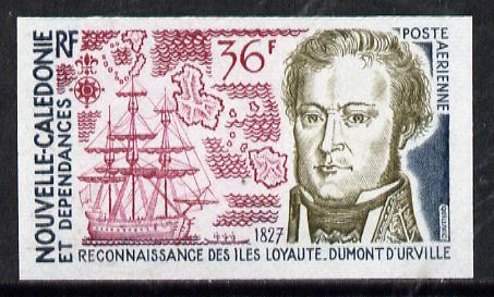 New Caledonia 1974 Discovery 36f (Dumont d'Urville, Ship & Map) imperf proof from limited printing, SG 543*, stamps on , stamps on  stamps on ships       explorers    maps 