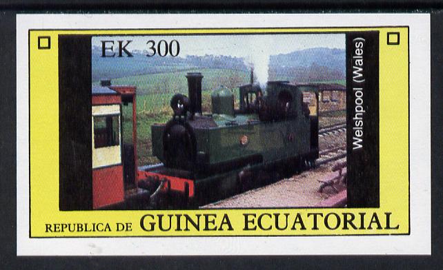 Equatorial Guinea 1977 Locomotives imperf souvenir sheet (300ek value) unmounted mint, stamps on , stamps on  stamps on railways